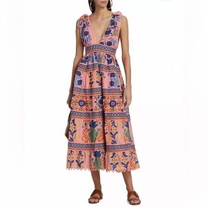 Farm Rio Seashell Tapestry Midi Dress In size Large
